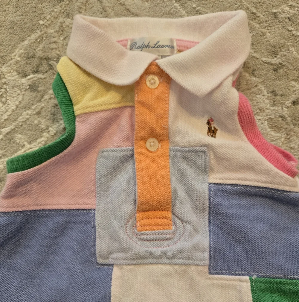 Ralph Lauren Multicolor Polo Collar Patchwork Dress